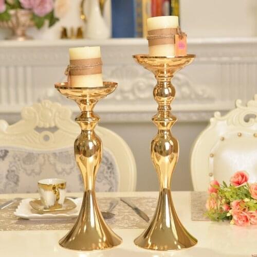 Europe Candle Holders Golden Iron Art Candlestick Wedding Candelabra Faroles Para Velas Christmas Home Decoration Accessories