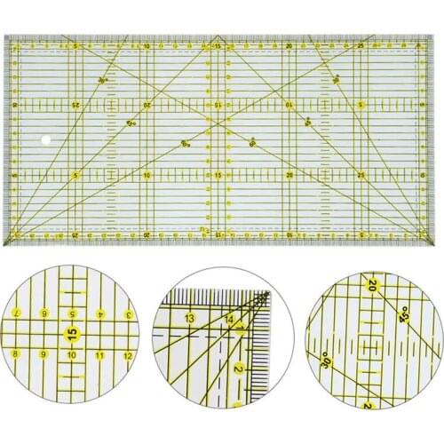Sewing Tools Patchwork Ruler 15x30cm Clear Rectangle Patchwork Acrylic Cutting Ruler with Double Color and Wheel cutter