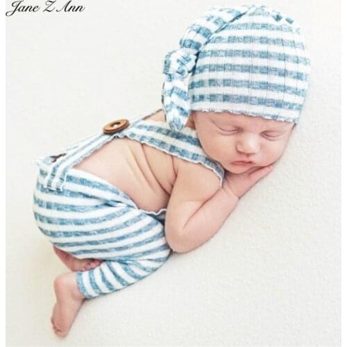 Newborn photography clothing striped pants long tail knotted hat suit studio newborn photography costume props twins ouftis