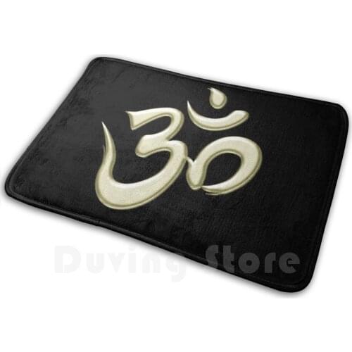 Golden Holy Om Soft Non-Slip Mat Rug Carpet Cushion Om Mantra Buddhism Hinduism Buddhist Hindu Spirituality Spiritually