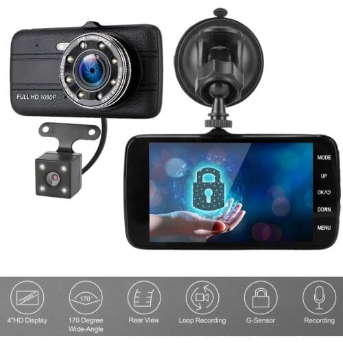 LEEPEE Dash Cam Auto Accessories 4" Car DVR HD 1080P Video Recorder Camera Dual Lens 170° Wide Angle Auto DashCam G-sensor