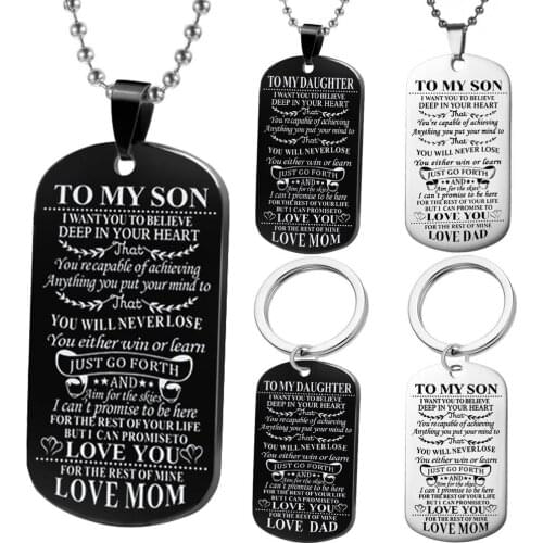 Fashion Kids Necklace To My Son Daughter Dog Tag Military Necklace Unique Wedding Graduation Birthday Gifts for Son Daughter Kid