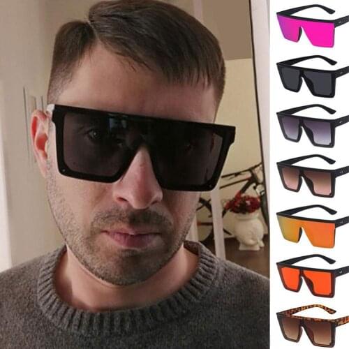 Fashion Big One Piece Design Square Sunglasses Colors Lens UV400 Sun Glasses For Men Women Oculos