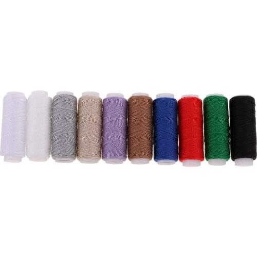 10 Spools Jeans Thread Set Polyester Strong Thick Sewing Thread for Denim Leather Quilt Blanket Cushion Curtain Handwork