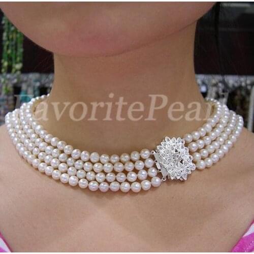 New Arrival Favorite Pearl Necklace 16-22 inches 6-7mm 4 Strand White Color Natural Freshwater Pearl Wedding Jewelry Women Gift