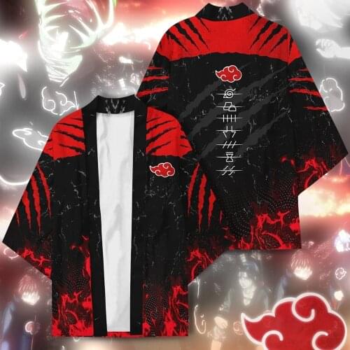 New Anime Hokage Konoha Deidara Uchiha Red Cloud Symbol Haori Pain Cosplay Costumes Kimono Cardigan Pajamas Jacket Coat Bathrobe