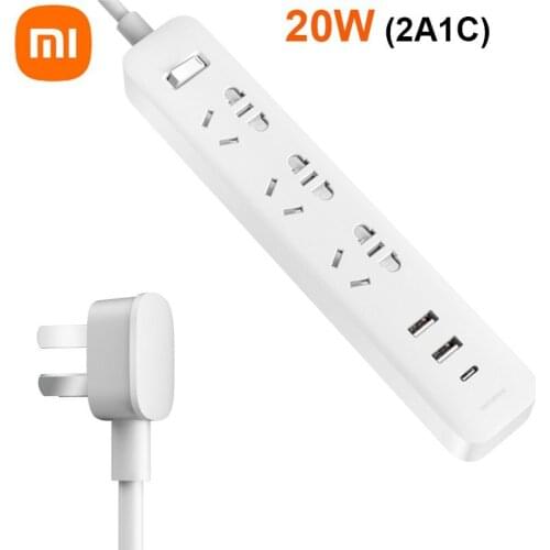 New Xiaomi Socket Mi Mijia QC3.0 20W Fast Charging Power Strip 2A1C 3 Sockets Standard Plug Interface Extension Lead 1.8m