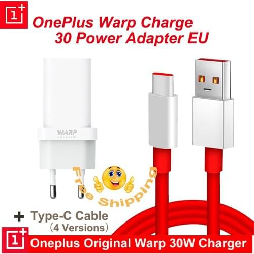 Original for OnePlus Warp Charge 30 Power Adapter EU US 30W Dash Charge for Oneplus 8 7 7T 7T Pro 6T Nord Fast Charger Cable