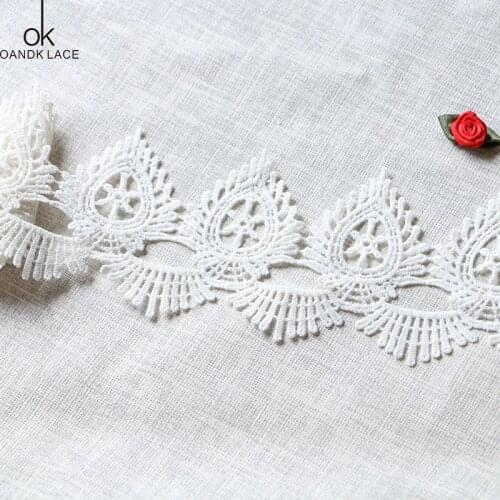 1 yard 7 cm garment decorative trim cotton embroidery sewing DIY process white trim pure cotton trim