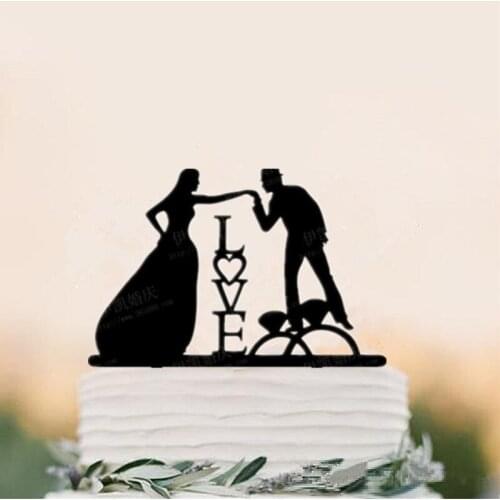 Kiss her hand Wedding Cake Topper Bride and Groom Silhouette Cake Toppers Wedding Engagement Anniversary Party Decoration