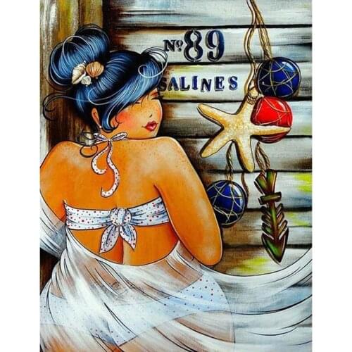 Full Round Diamond Embroidery Cartoon Comic 5D DIY Diamond Painting Cross Stitch Fat Lady Set Full Square 3D Diamond Mosaic Girl