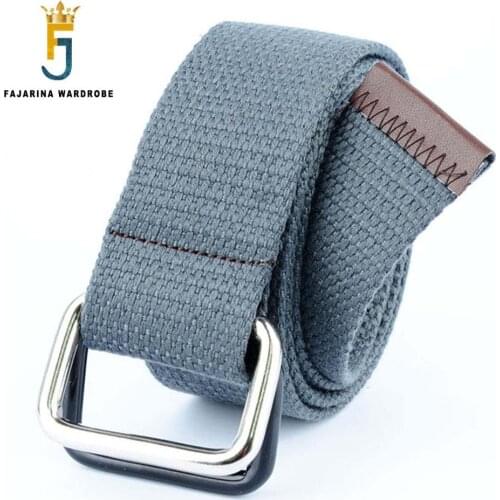 FAJARINA Wholesale Sale Price Many Colours Optional Unisex Double Ring Soft Canvas Strap Belts for Students Jean Belt CBFJ0009