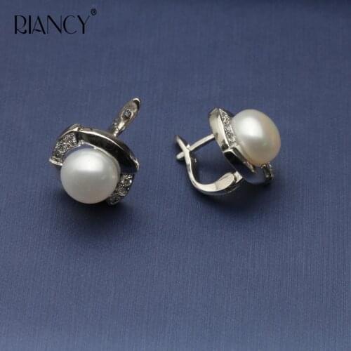 RIANCY Fashion black natural freshwater pearl earring clip for women wedding jewelry gift