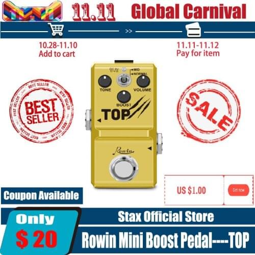 Rowin LN-318 Guitar Booster Pedal Mini Analog Vintage Boost Effect Pedals for Guitar Mid Normal 2 Modes