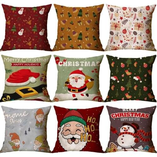 Christmas Cartoon Printed Home Decor Cushion Cover 45*45cm Cotton Linen Pillow Covers Sofa Cushions Pillow Cases 0573