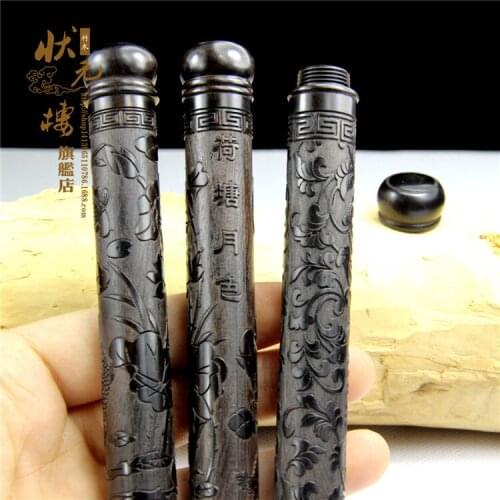 High quality violet santenic ebony wood embossed screw-mount short design incense tube lying hong tube