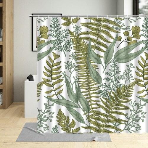 Green Tropical Jungle Palm Banana Leaves Pattern Bathroom Decor Monstera Leaf Cartoons Shower Curtain Waterproof Fabric Curtains