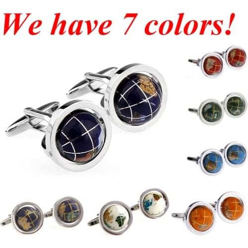 Globe Cufflink (Can Mix Colors) Cuff Link 15 Pairs Wholesale Free Shipping