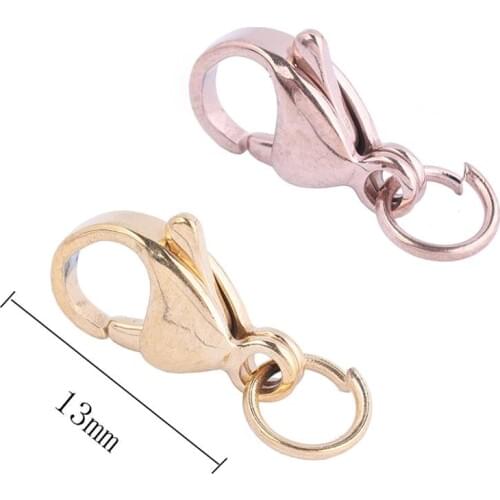 Reidgaller 10pcs 13*9mm rose gold stainless steel lobster clasps for jewelry necklaces making diy findings