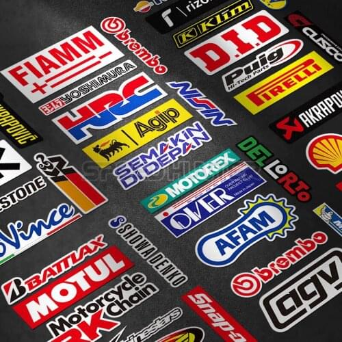 1 Set GP Motor Exhuast Pipe Fender Racing Stickers Helmet Vinyl Italy Sponsor Oil Tank Suspension Car Decals Reflective