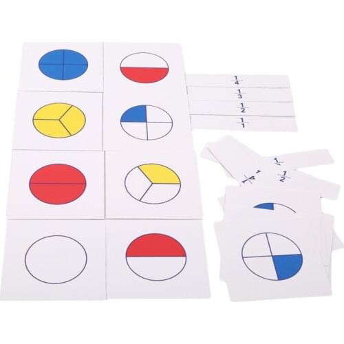 1 Set Montessori Math Teaching Aids Kids Early Childhood Education Digital Fraction Card for Learning Mathematics Toy
