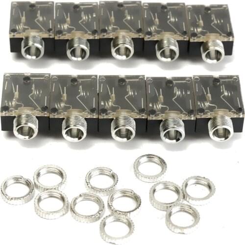 10PCS PJ-324 Headphone Jack 3.5mm Audio Jack with Nut 5-pin Audio Headphone Jack Interface Female PJ324