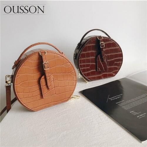 OUSSON 2021 New Design Fashion Small Round Bag Exquisite Female Leather Crossbody Bag For Woman