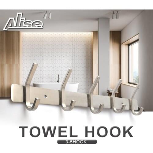 3/5Hooks Bathroom Hooks Stainless Steel Hooks Towel Hook Hat Hook Door Hanger Wall Mounted Clothes Coat Hook Round Robe Hook