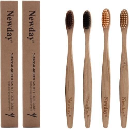 Bamboo Toothbrush Eco Friendly Wooden Tooth Brush Mixed Color Soft Bristle Tip Charcoal Adults Oral Care Toothbrush