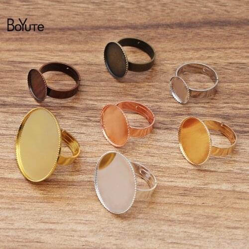 BoYuTe (40 Pieces/Lot) Fit 12-14-16-18-20-25-30MM Cabochon Blank Ring Base Metal Brass Diy Handmade Jewelry Materials