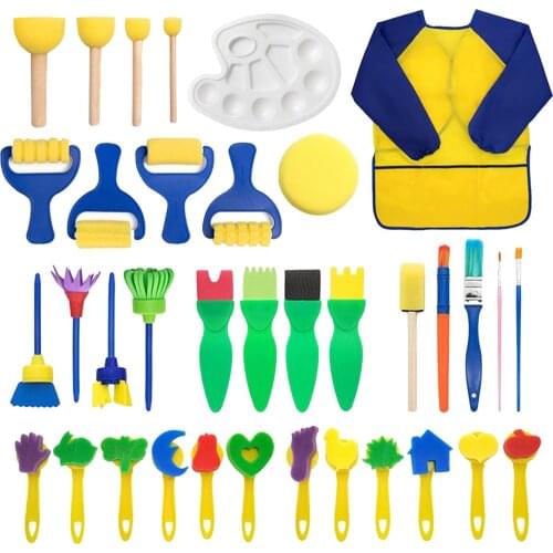 Kids Crafts Painting Drawing Tools Sponge Brushes Set Fun Kits