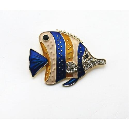 Full body Enamel sea world style tropical fish fashion inlaid semi-precious jewels delicate brooch