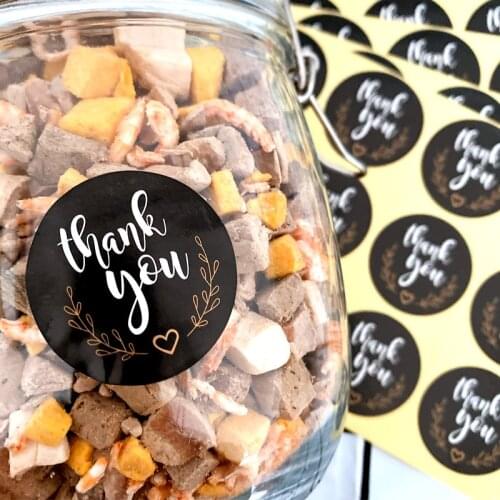 1200Pcs Baking DIY Round Thank You Bronzing Black Handmade Cake Packaging Sealing Label Sticker Party Gift Box Stickers