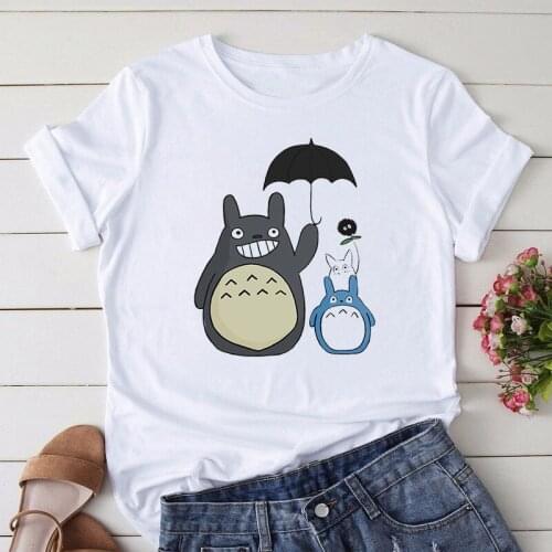 Totoro Studio Ghibli Harajuku Kawaii T Shirt Women Graphic Tees Funny Shirts for Women Loose Crew Neck Harajuku Tops for Teens
