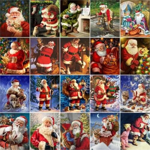 HUACAN Paint By Number Santa Claus Hand Painted Painting Drawing On Canvas DIY Pictures By Numbers Christmas Kits Home Decor