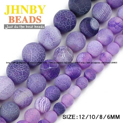JHNBY Purple Weathered carnelian beads Natural Stone Top quality Round Loose bead ball 6/8/10/12MM Jewelry bracelet making DIY