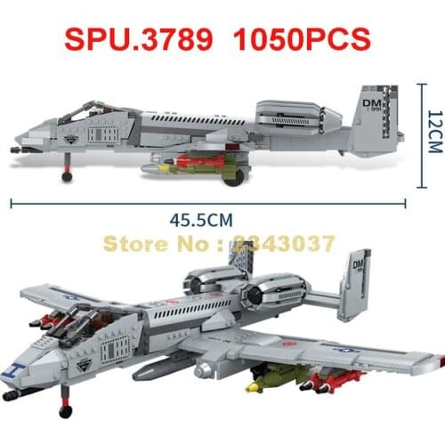 K085 1050pcs Military A10 Thunderbolt Ground Attack Aircraft Fighter 1 Dolls Building Blocks Toy