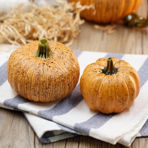 2 Pumpkin shape ceramicsTableware Salt And Pepper Shakers Set For Spices With Holes Seasoning Jar Spice Rack Kitchen Cruet Tool