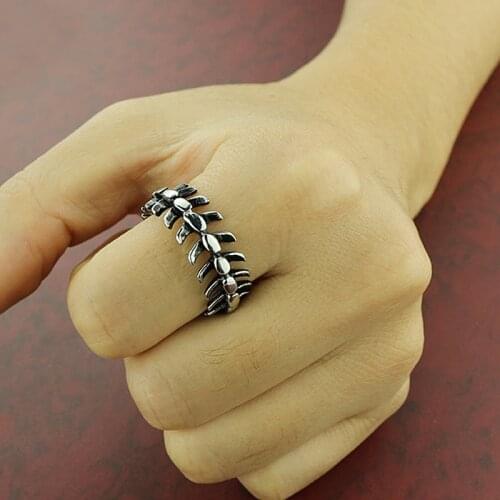 Silver Color Dragon Fish Bone Ring Stainless Steel Simple Men Women Couple Rings Unique Hip Hop Punk Biker Ring Party Best Gift