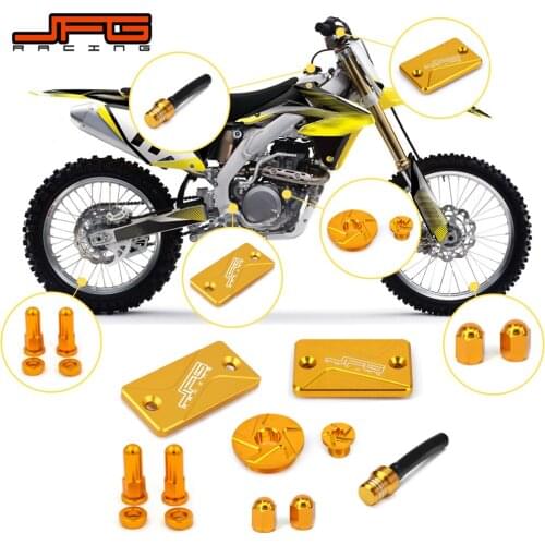 Motorcycle Brake Fluid Reservoir Cover Timing Plugs Air Vent Air Valve Caps Rim lock Set For SUZUKI DRZ400S DRZ400SM 2000-2019