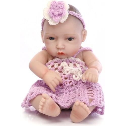 11inch 28cm Reborn Baby Doll Soft Silicone Lifelike Toy Gift for Children Christmas Presents Purple White Sweater Lovely