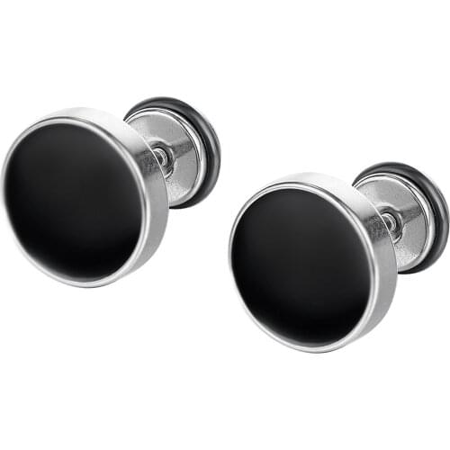 Minimalism Black Round Stainless Steel Stud Earrings For Men Women Punk Small E Girl Jewelry Accessories Gift Earrings Wholesale
