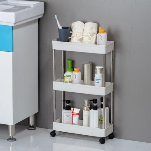 Multifuntional Kitchen Cart Movable Storage Organizer Rack Bathroom Shelf Metal Rolling Trolley Cart Basket Stand With Wheels