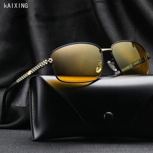 KAIXING 2020 New Polarized Driving Glasses Yellow Lenses Men Woman Vintage Sunglasses With Eyewear Accessories Anti-Glare UV400