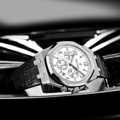 DIDUN watch men luxury steel quartz watch men business Digital chronograph watch sports Wristwatches 30M waterproof