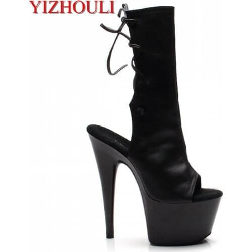 The 15cm high heel stilettos are followed by the stage performance with a hollowed-out summer new cool boot and low Dance Shoes