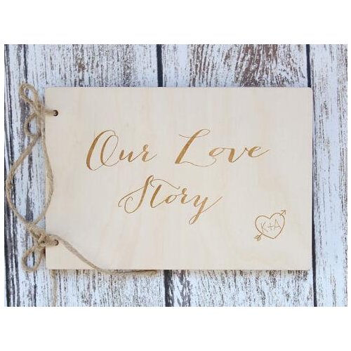 Custom Our Love Story Photo Album Wedding His Her Rustic Wood Vow Book Set His and Her Vows Notebook Set Bridal Shower Gift