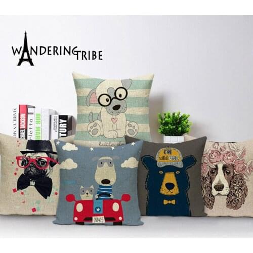 Cartoon Animals Pillow Cases Cute Dog Cushions Decoration Bed Pug Accessories Decorative Cushion Cover Pillows Covers for Sofa