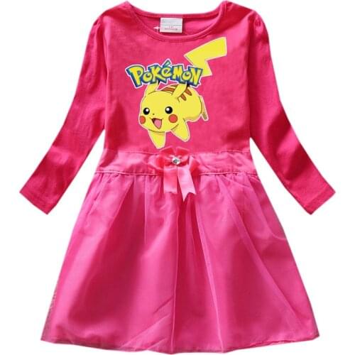 Pokemon Pikachu Girls Dress Wedding Birthday Party Princess Costume Dresse for Girl Dresses Kids Star Dress Children Clothing