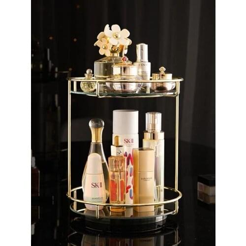 Nordic Luxury Vanity Tray Jewelry Classification Storage Tray Large-Capacity Cosmetic Storage Box Desktop Finishing Shelf